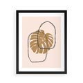 Plakat w ramie 40x50 - Liście w Beżowym Minimalizmie - minimalistyczny obraz, liście monstery - rama czarna