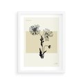 Plakat w ramie 30x40 - Kwiatowe Płótno - kwiaty, typografia - rama biała