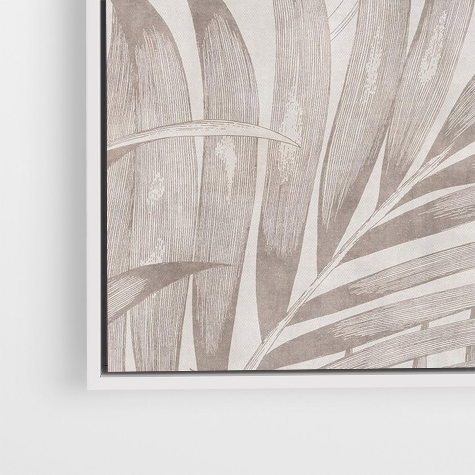 Obraz w ramie 50x70 - Odsłonięte liściowe wspomnienia - monochromatyczne, kolory sepii - rama biała