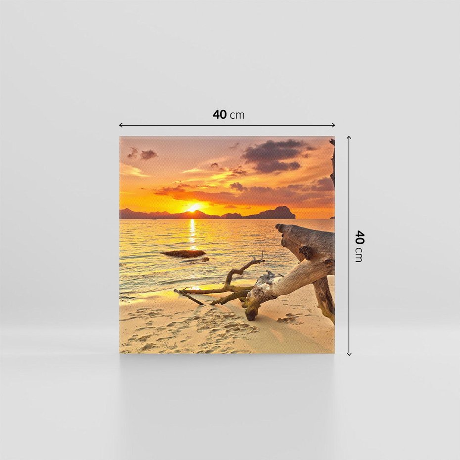 Obraz na płótnie 40x40 - Magia zachodu słońca nad morzem - plaża, morze