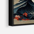 Obraz w ramie 50x50 - Requiem dla marzeń - sztuka japońska, fale oceanu - rama czarna