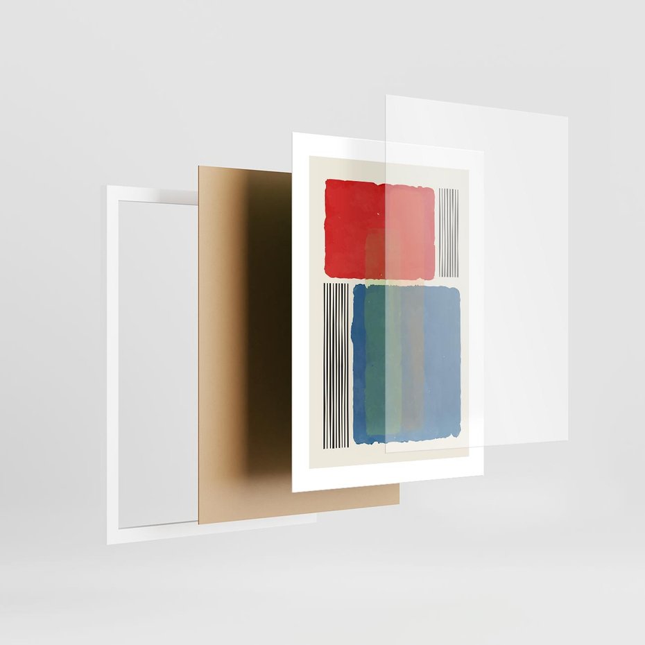 Plakat w ramie 30x40 - Kolorowe Spektrum - kolorowa geometria, prostokąty w intensywnych kształtach i czarne kreski - rama biała