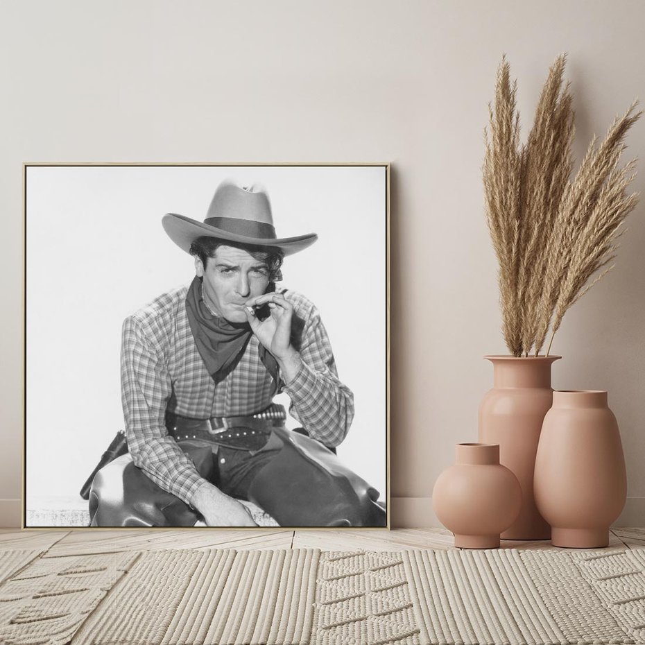 Obraz w ramie 50x50 - Dziki Zachód - retro zdjęcie, czarno białe - rama drewno