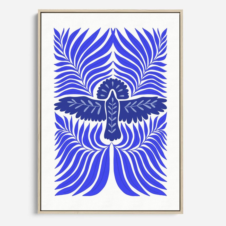 Obraz w ramie 50x70 - Etniczne Rekwizyty - etniczne roślinne wzory, granat - rama drewno