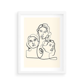 Plakat w ramie 30x40 - Trzy Kobiety - 3 kobiety, antyczny posag - rama biała
