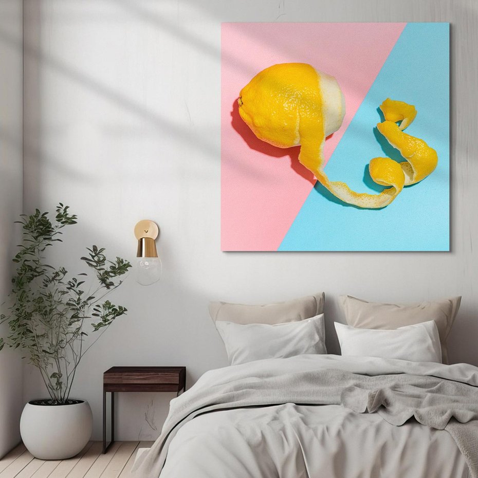 Obraz na płótnie 60x60 - Cytryna Pastel Abstrakcja - cytryna, pastel