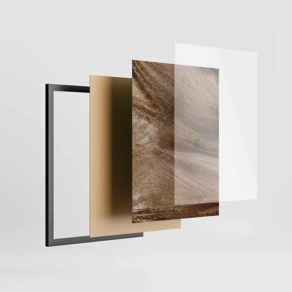 Zestaw obrazy w ramie 50x70 galeria - Boho, suche, kwiaty, trawy - rama czarna