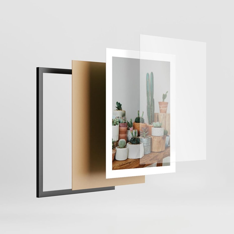 Plakat w ramie 30x40 - Kaktusowa Galeria w Doniczkach - kaktusy w doniczkach, fotografia - rama czarna