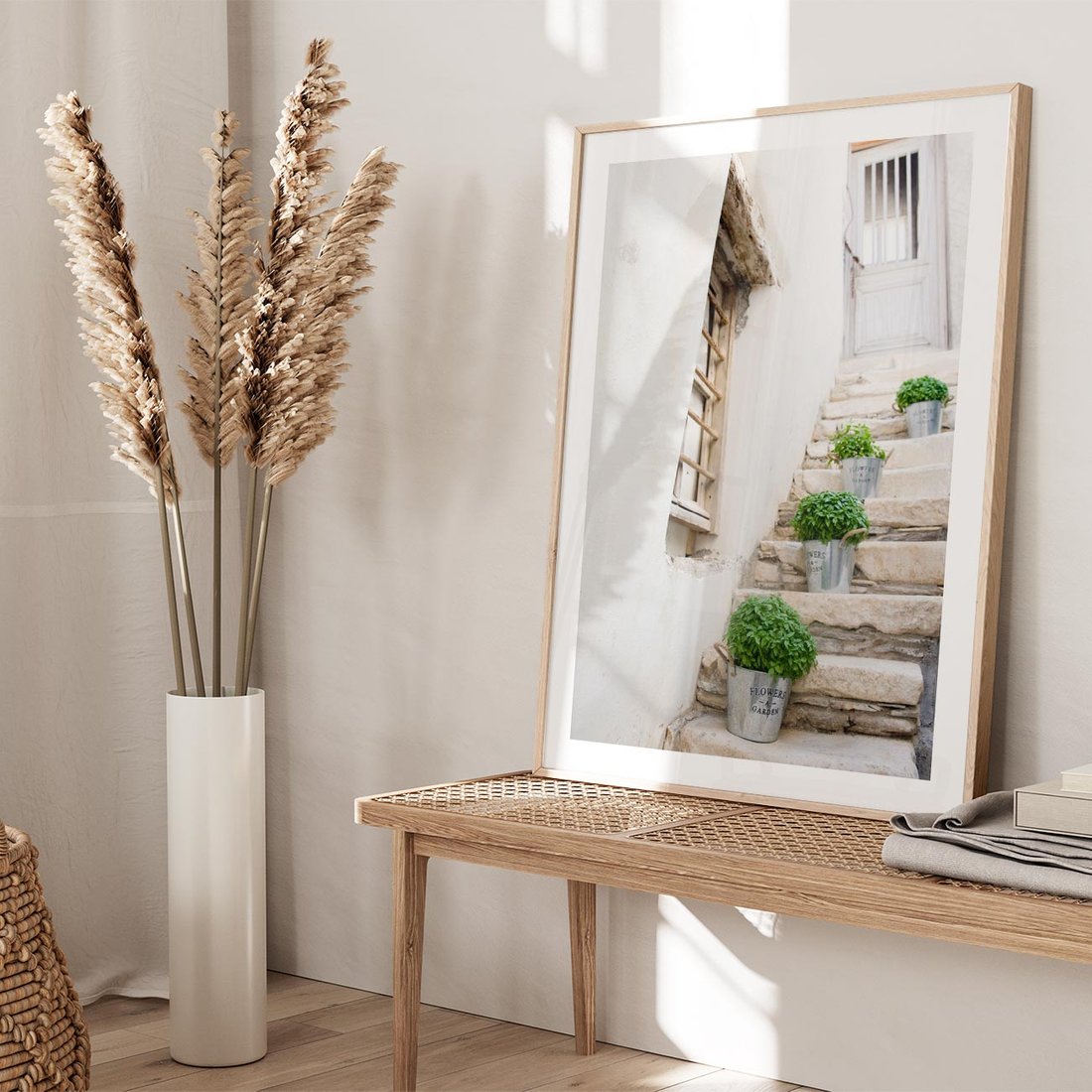 Plakat w ramie 50x70 - Wznoszące się Marzenia - schody, perspektywa - rama drewno