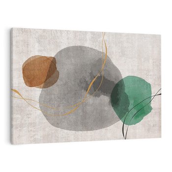 Obraz na płótnie 120x80 - Delikatne Plamy - akwarelowe plamy, złote linie