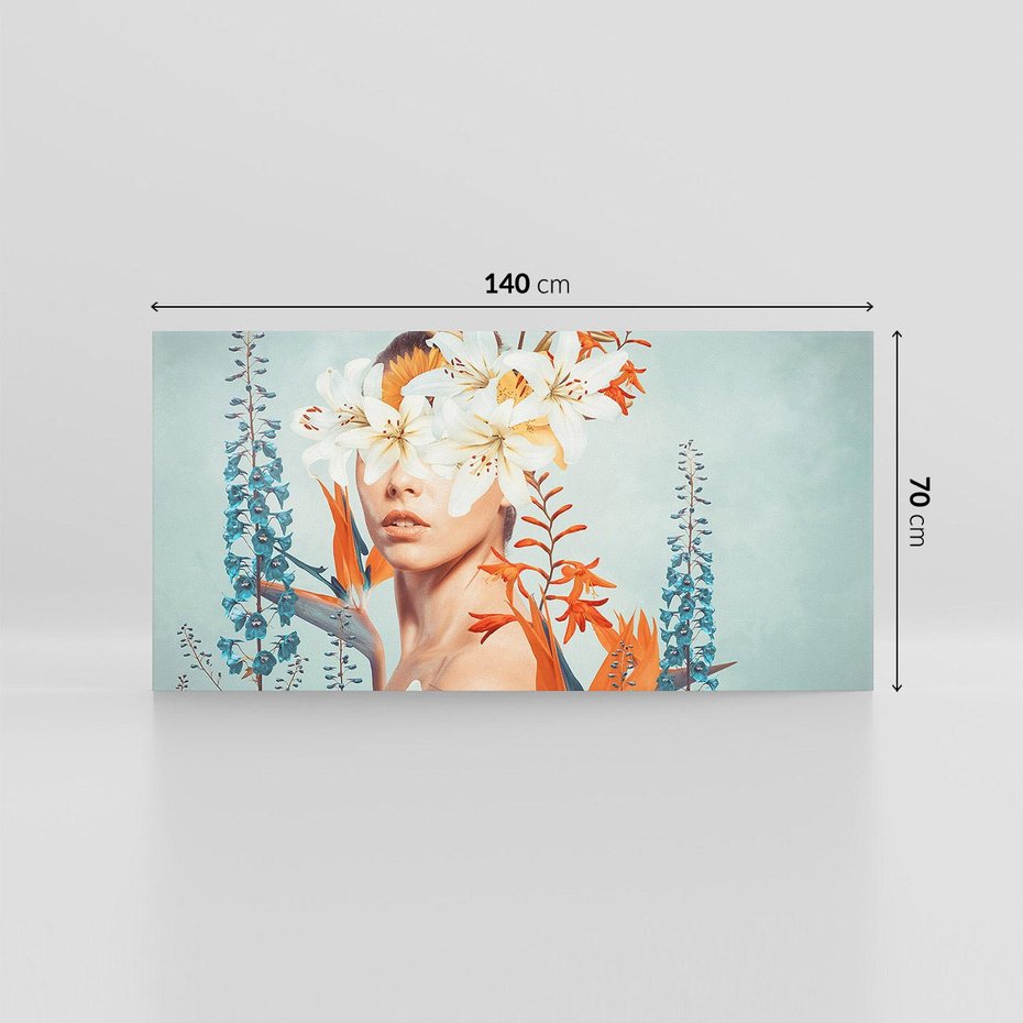 Obraz na płótnie 140x70 - Kwiatowa Enklawa Uroku - kolaż, nierealna kompozycja