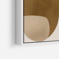 Obraz w ramie 70x50 - Harmonia chaosu i porządku - abstrakcyjne kształty, kolory beżu i brązu - rama biała