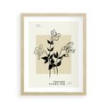 Plakat w ramie 40x50 - Malowane szkicowe tęsknoty - kwiaty, typografia - rama drewno