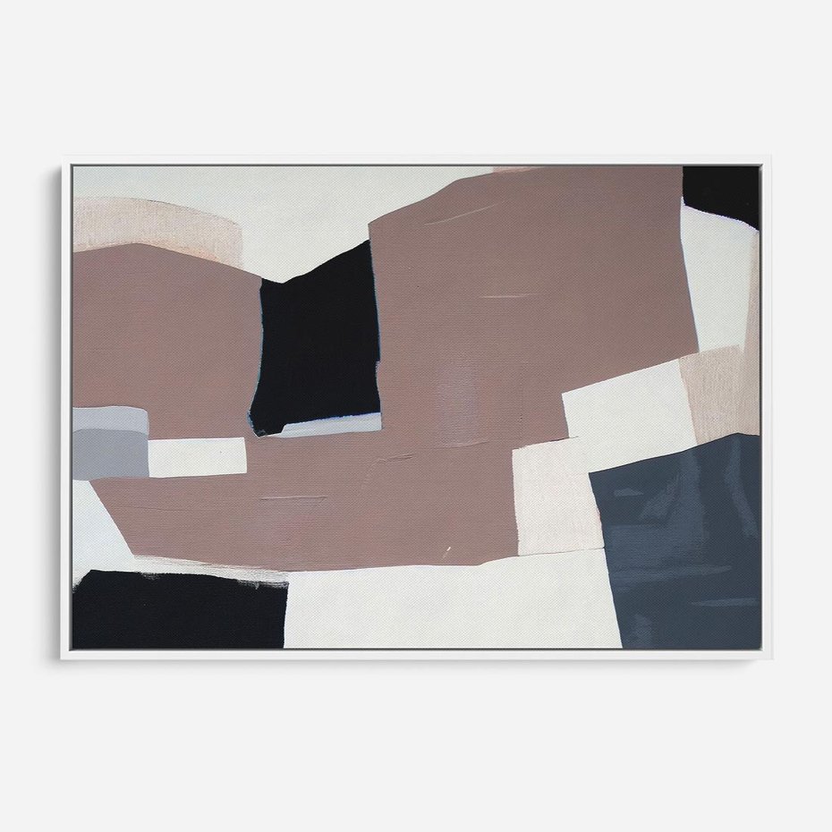 Obraz w ramie 70x50 - Wyrażona cisza abstrakcji - abstrakcyjne, nieregularne kształty - rama biała