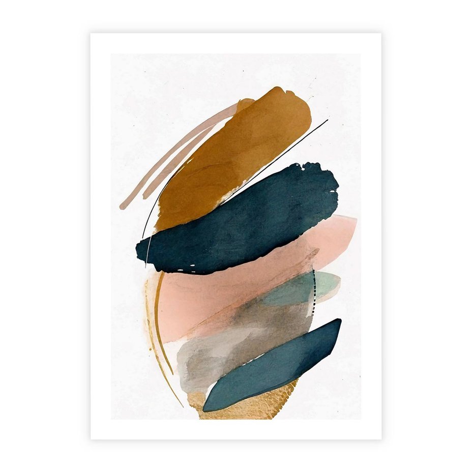 Plakat bez ramy 50x70 - Migocące Impresje Przestrzeni - abstrakcyjny obraz, kolory ciepłe