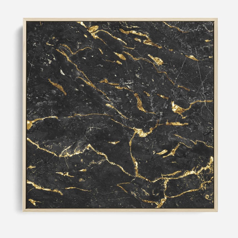 Obraz w ramie 50x50 - Egzotyczny Blask - marmur, złoto - rama drewno