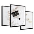 Zestaw obrazy w ramie 40x50 galeria - Białe, praca, biuro, bawełna - rama czarna
