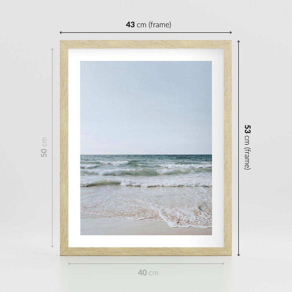 Plakat w ramie 40x50 - Spokój nad Brzegiem - plaża, morze - rama drewno