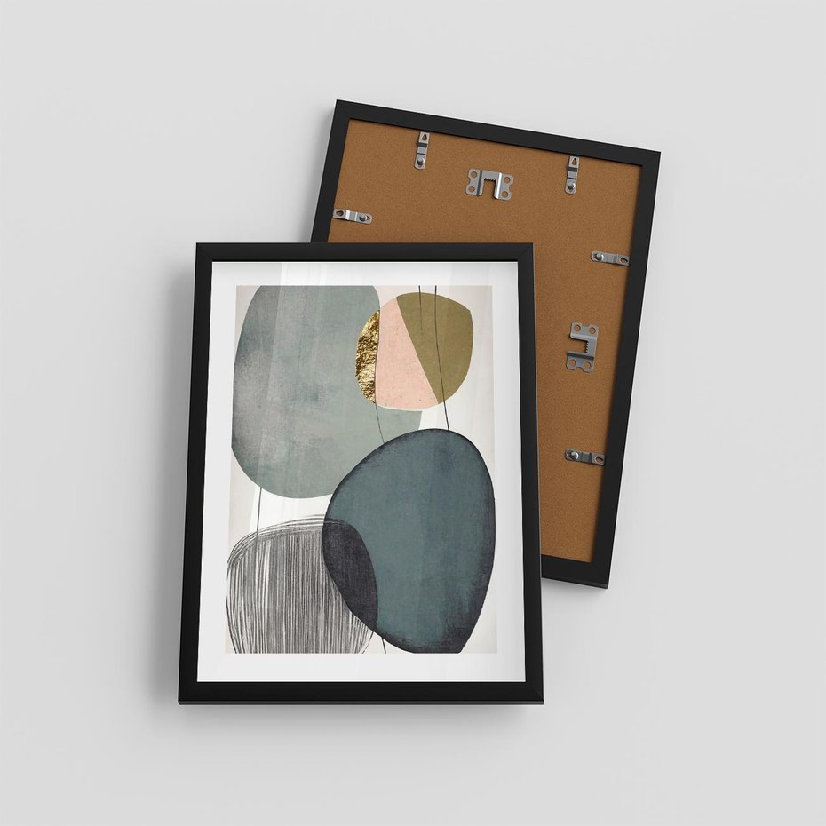Plakat w ramie 30x40 - Przenikające Formy Duszy - abstrakcyjny obraz, geometryczne obłe formy - rama czarna
