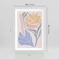 Plakat w ramie 50x70 - Kwiatowe Granice Kształtów - nowoczesny plakat, kwiaty w pastelowych kolorach - rama biała