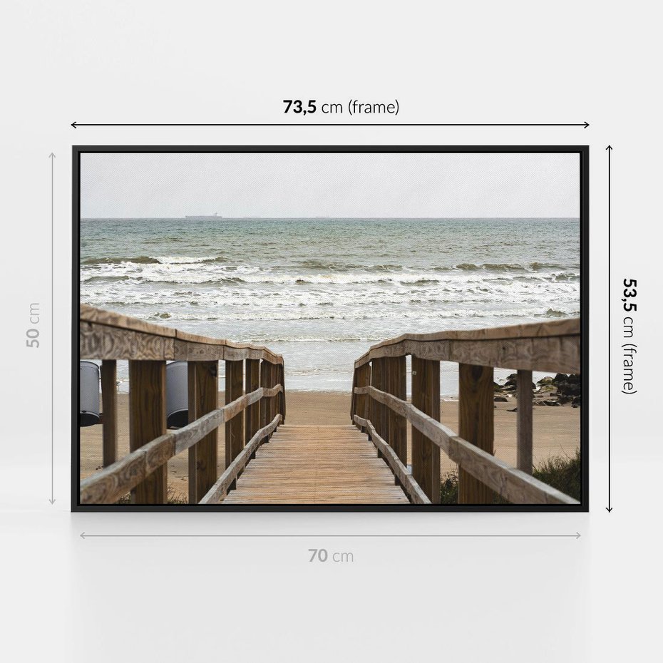 Obraz w ramie 70x50 - Morze i drewniany pomost - morze, pomost - rama czarna