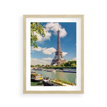 Plakat w ramie 30x40 - Paryżska ikona Francji - wieża Eiffla, Paryż - rama drewno