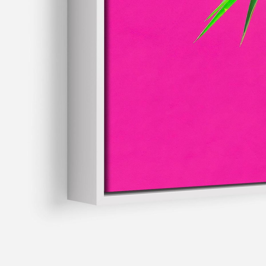 Obraz w ramie 50x50 - Retro Stylizacja - palma, liście - rama biała