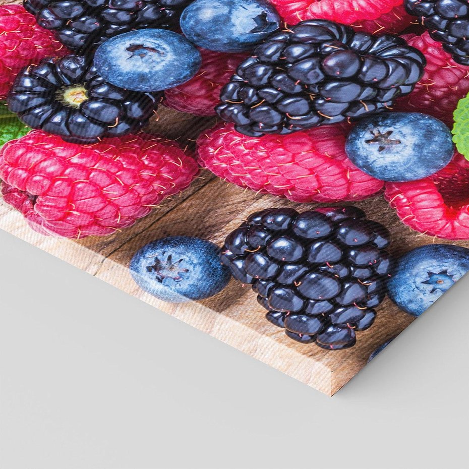 Obraz na płótnie 150x50 - Smak malin i borówek - owoce, leśne