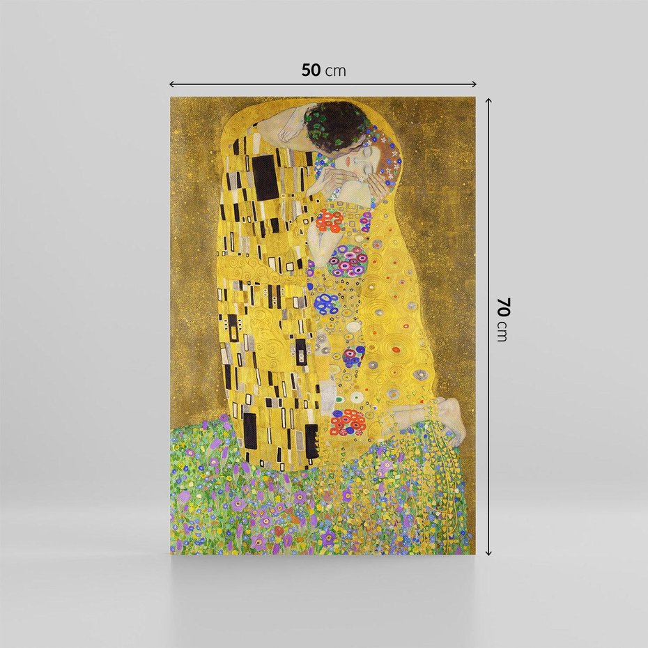 Obraz na płótnie 50x70 - "Pocałunek" (1907–1908) Gustav Klimt - Reprodukcja - reprodukcja, obraz na płótnie