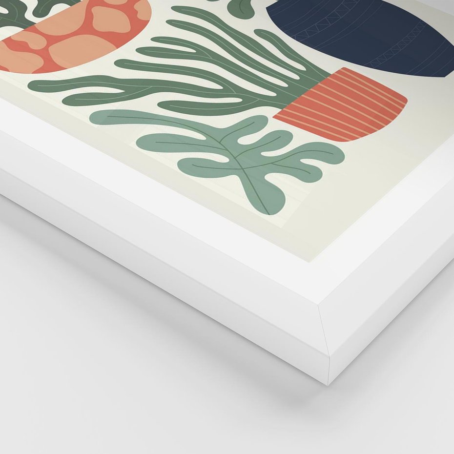 Plakat w ramie 40x50 - Abstrakcyjne Roślinne Formy - nowoczesna grafika, rośliny - rama biała