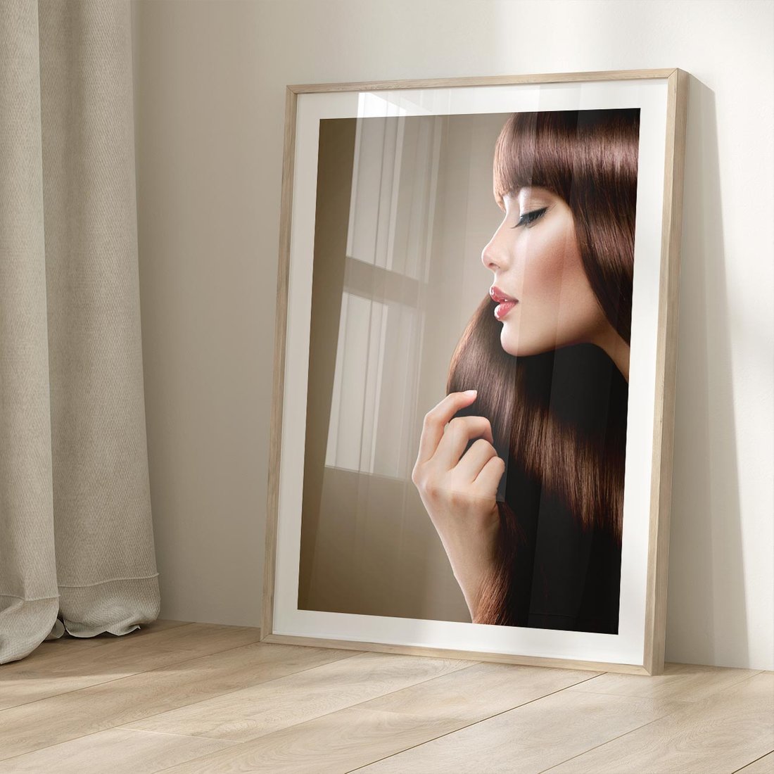Plakat w ramie 40x50 - Piękno fryzury - włosy, fryzura - rama drewno