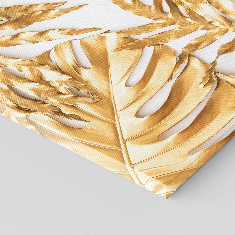 Obraz na płótnie 30x30 - Monstera Złote Liście - monstera, złote