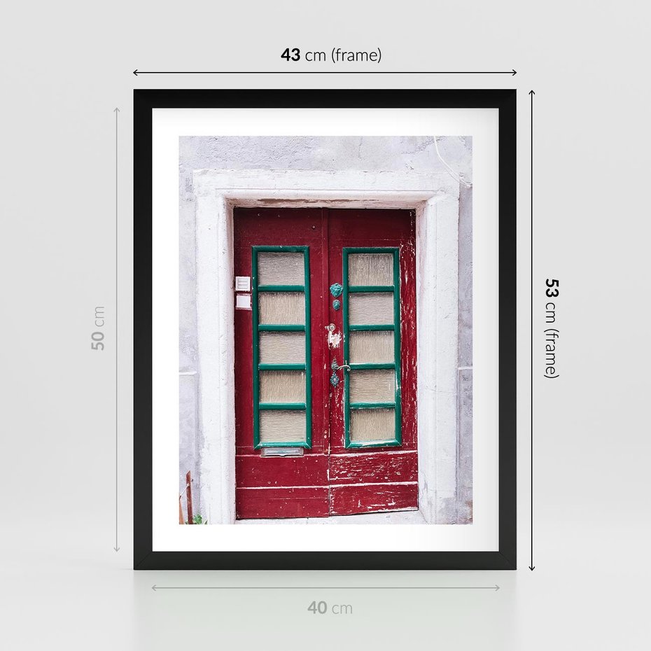 Plakat w ramie 40x50 - Retro Przez Drzwi - drzwi, retro - rama czarna