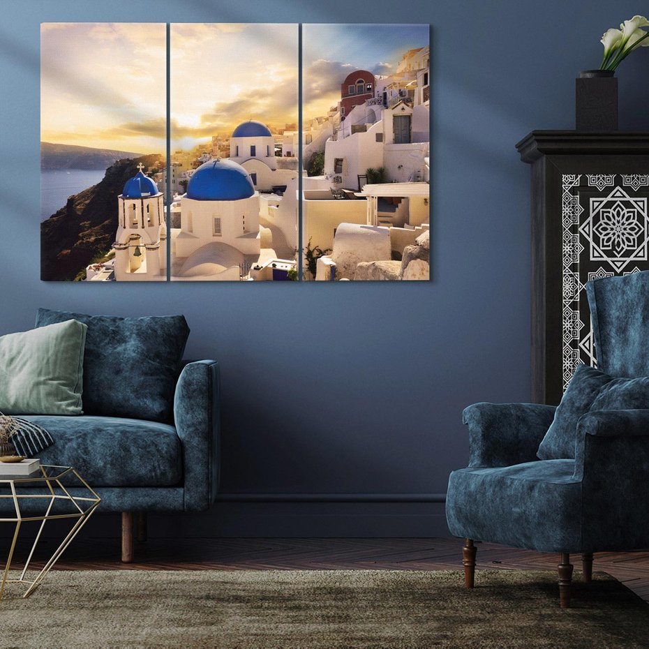 Obraz na płótnie 120x80 - Błękitna oaza w Grecji - Santorini, Grecja