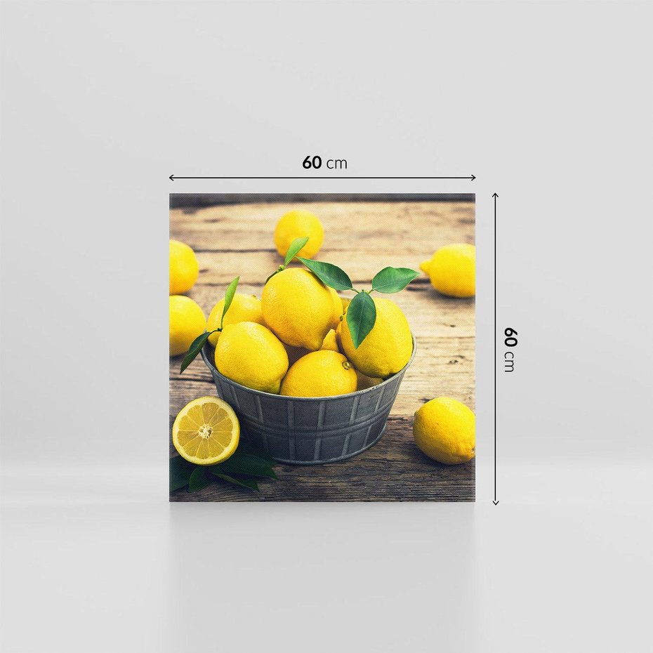 Obraz na płótnie 60x60 - Ożywczy koszyk - cytryny, koszyk