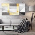 Obraz na płótnie 120x60 - Marmur w Geometrycznych Kształtach - geometryczne linie, złoto i szarość