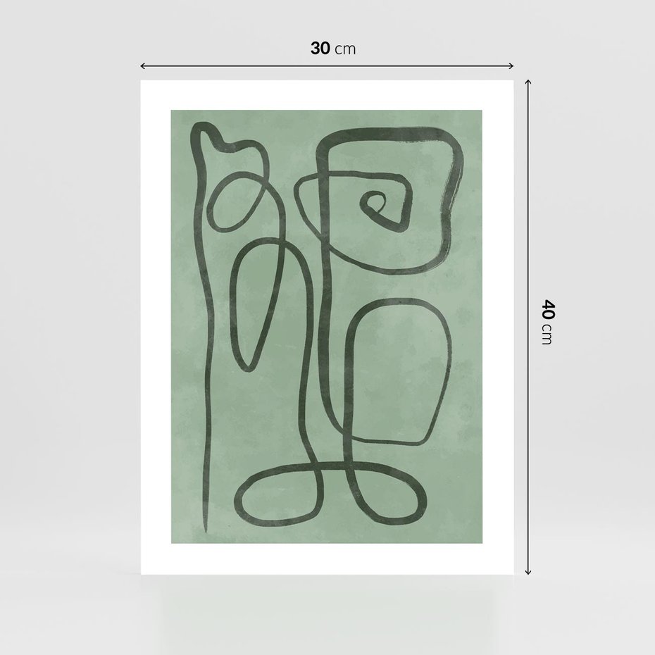 Plakat bez ramy 30x40 - Zielone Wariacje w Liniach - abstrakcyjne zielone linie, skandynawski design