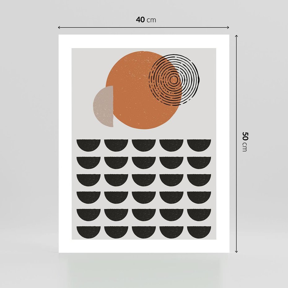 Plakat bez ramy 40x50 - Geometryczna Ekspresja - geometryczny graficzny obraz, pomarańczowe koło