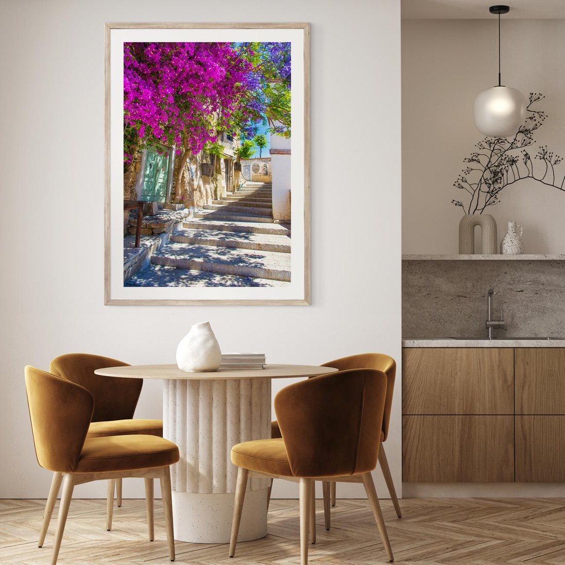 Plakat w ramie 50x70 - Urok Zaklętej Przestrzeni - uliczka, perspektywa - rama drewno