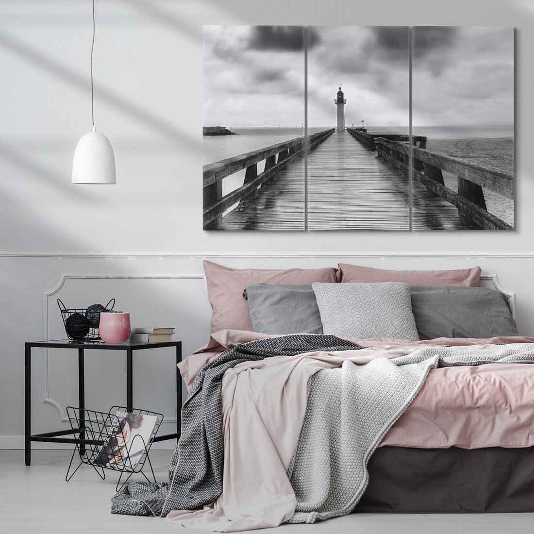 Obraz na płótnie 120x80 - Romantyczny pomost z latarnią - pomost, latarnia