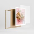 Plakat w ramie 30x40 - Złoty Akcent - złoty liść montery, gipsówka - rama drewno