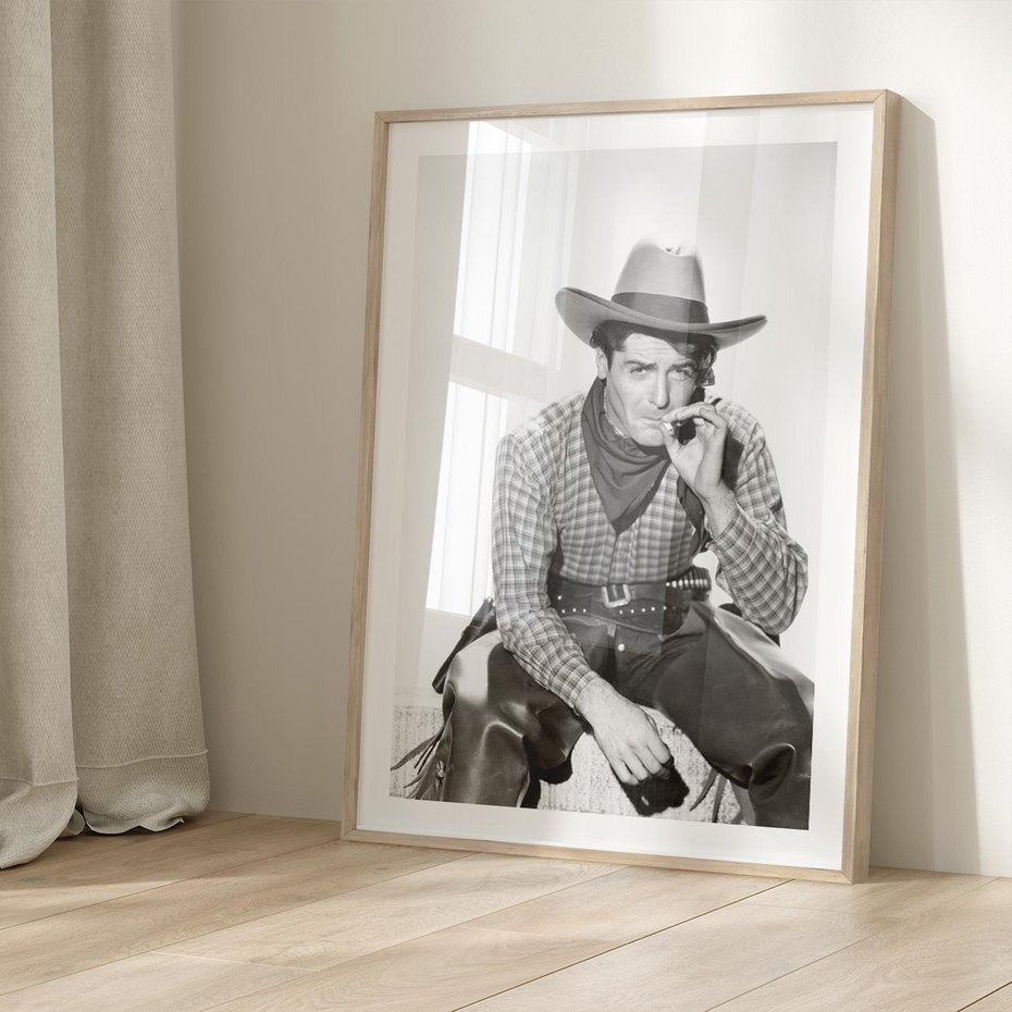 Plakat w ramie 30x40 - Dziki Zachód - retro zdjęcie, czarno białe - rama drewno