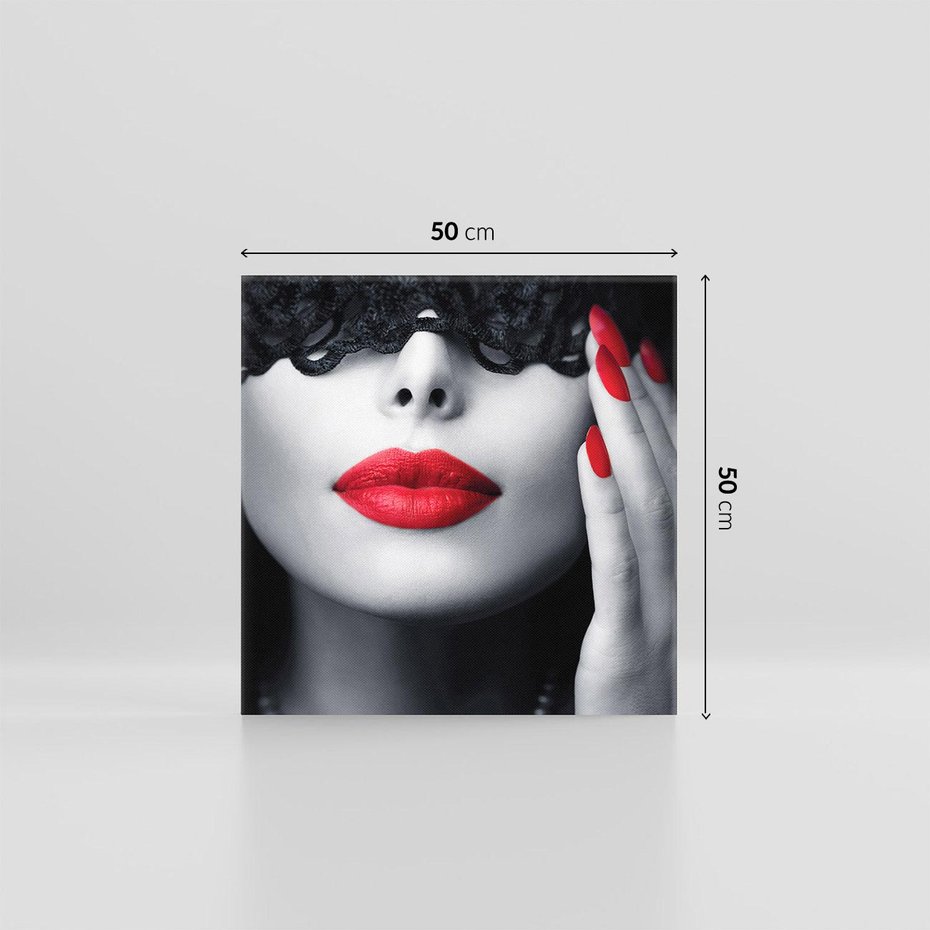 Obraz na płótnie 50x50 - Piękno usta i szminka - usta, szminka