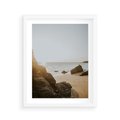 Plakat w ramie 40x50 - Magia Wieczornego Spokoju - plaża, zachód - rama biała
