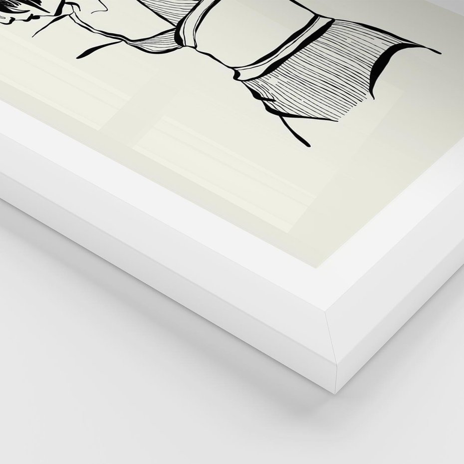 Plakat w ramie 30x40 - Minimalistyczny Urok - szkic, kobieta w bieliźnie - rama biała