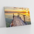 Obraz na płótnie 100x70 - Spokojny pomost nad jeziorem - pomost, jezioro