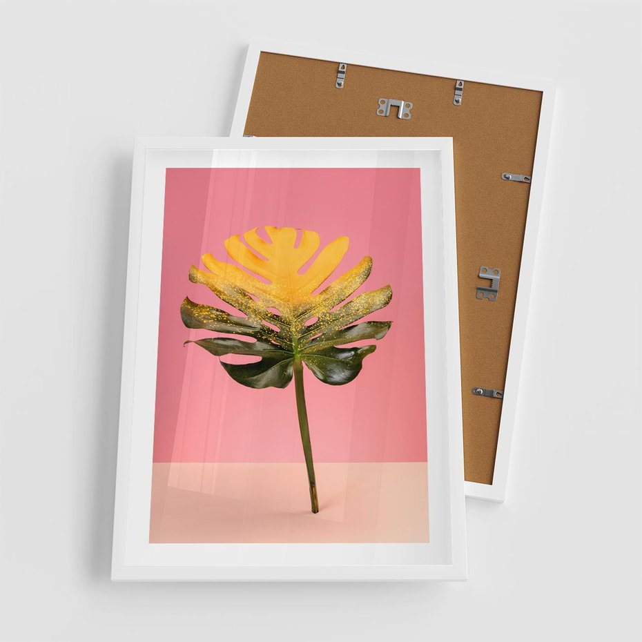 Plakat w ramie 50x70 - Majestatyczna monstera - monstera, liść - rama biała