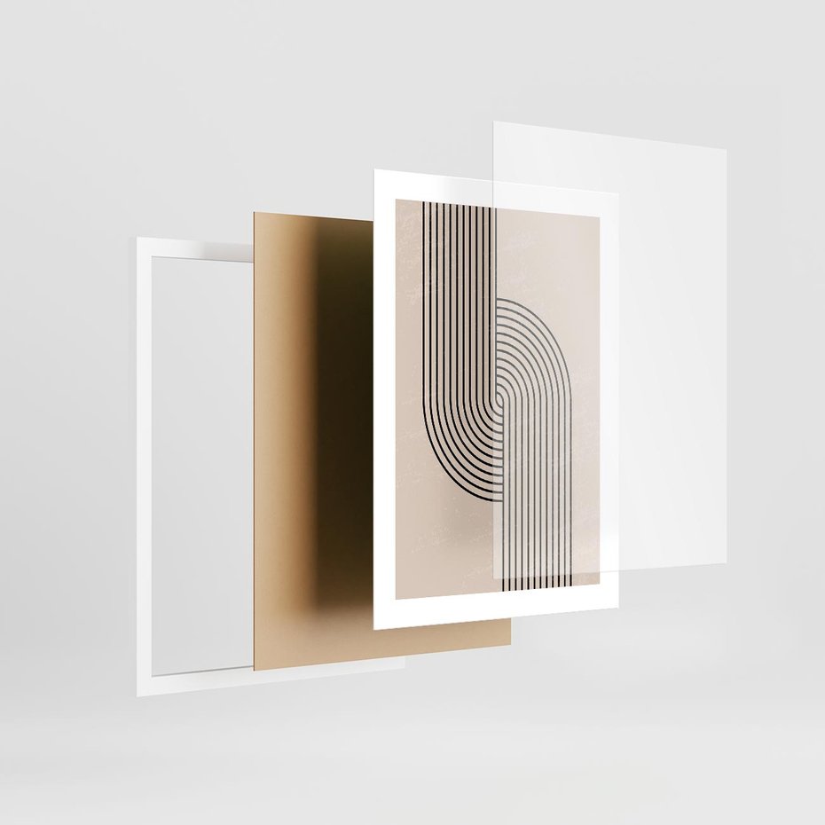 Plakat w ramie 30x40 - Puls Abstrakcji - abstrakcyjne linie, geometria - rama biała