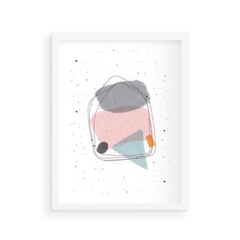 Plakat w ramie 50x70 - Migotliwa Opowieść - abstrakcyjna kompozycja, jak ręcznie malowana - rama biała