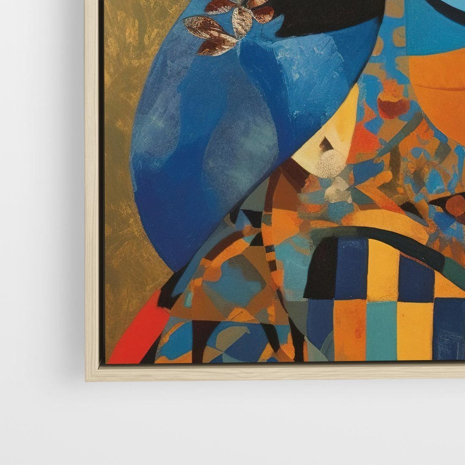 Obraz w ramie 50x50 - Impresje Cichego Szeptu - abstrakcyjny obraz, portret kobiety - rama drewno